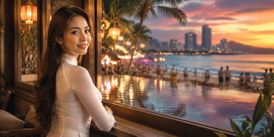 Phụ nữ Đà Nẵng mặc áo dài xem cá cược thể thao trực tuyến