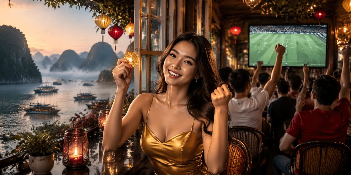 Người chơi Việt Nam thưởng thức cà phê và tận hưởng ưu đãi hoàn tiền từ xstd tại vịnh Hạ Long